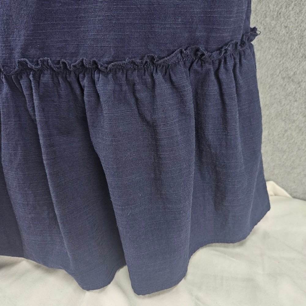MEROKEETY Ruffle Hem Drop-Waist Shirt Dress Womens Sz M Preppy Boho Minimalist - Picture 4 of 16